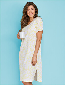Marlon Cotton Dobby Pintuck Short Sleeve Nightdress - LH395